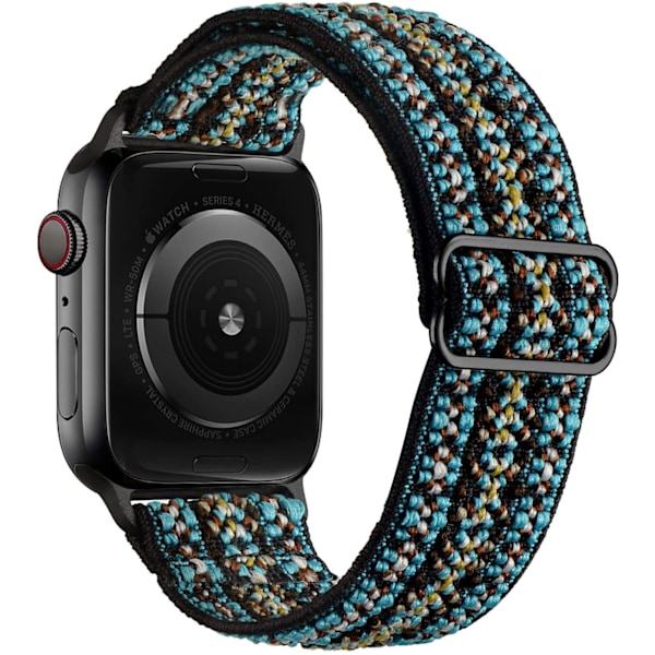 iWatch 7 Ny Elastisk Nylon Justerbar Fleksibel Vevd Apple-Rem Familial Style Cyan 38mm40mm41mm Familial style cyan