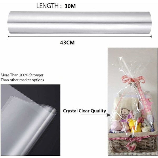 Klar cellofanrulle, transparent presentpapper, florist, transparent papper