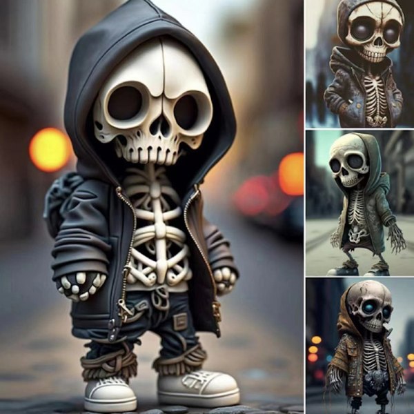 Seje skeletfigurer Halloween Skeletdukke Resin Ornament B