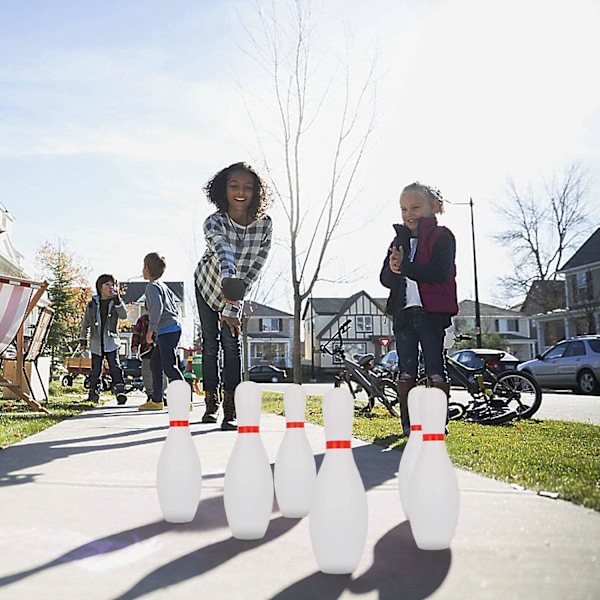 1 sæt bowling sæt til børn og voksne 2 bolde med 10 kegler til familie børn og voksne have kegle White