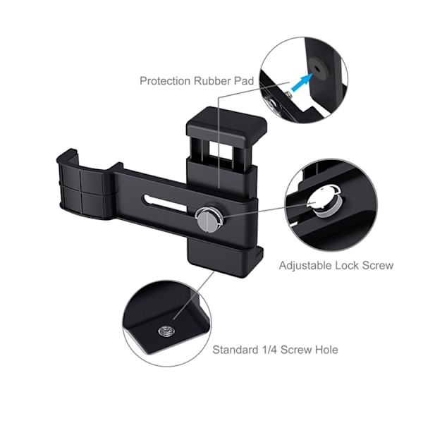 Smartphone Fixeringsklämma 1/4 tums Hållare Fäste + Grepp Fällbart Stativfäste Kit för DJI OSMO Pocket / Pocket 2