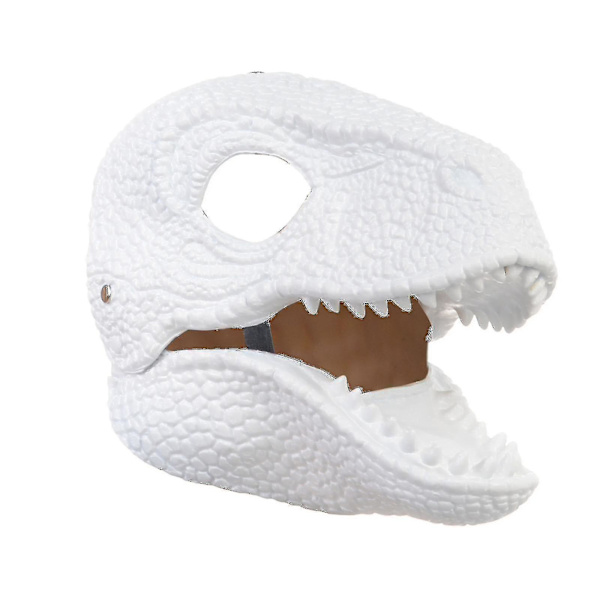 Dinosaurie Mask Huvudbonader, Jurassic World Dinosaurie Leksaker med Öppning Rörlig Käke, Velociraptor Mask & Tyrannosaurus Rex Mask Bundle White