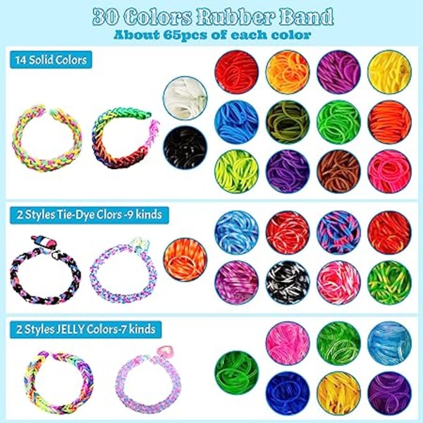 Loom Bands-sett 2500 stykker 40 farger armbånd gjør det selv