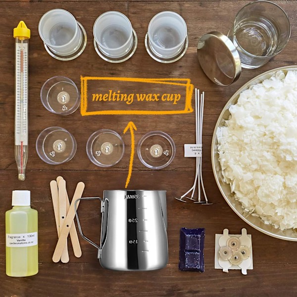 Vax Smeltedigel Lysbeholdere i Rustfritt Stål for å Lage Lys Beholder Smeltevoks DIY Lysproduksjon og Såpeproduksjon (350 ml)