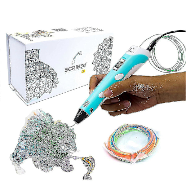 Scrib3d P1 3D-penna med display - Inkluderar 3D-penna, 3 startfärger av PLA-filament, stencil. ZD.16