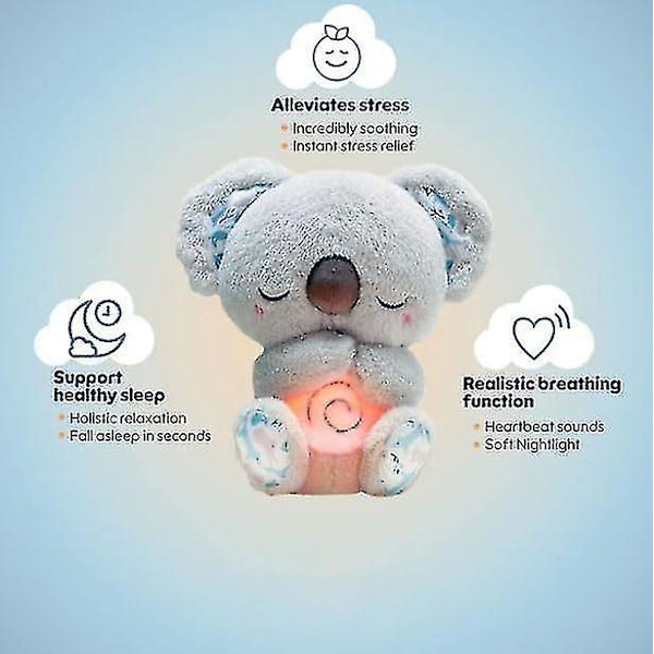 Evora Lugnande Koalabjörn, The Relief Koala Andningskoala Sovkompis, Myskoalabjörn Lugnande Ångest, Sovkoalabjörn Plysch Andning, Baby Ljudplugg