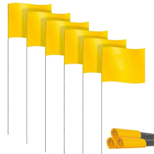 Plenmarkeringsflaggor 30-pakning, gule PVC hagepinner og målepinneflagg-FA-