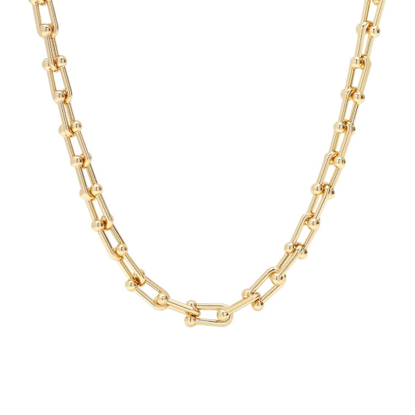 U-formet lenkekjede choker halskjede i titan, dristig og chunky halskjede for kvinner Gold