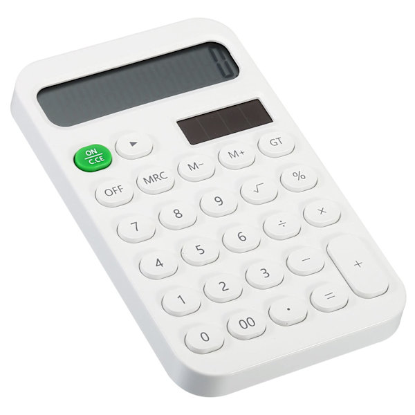 Skrivbordsregnemaskin, 12-sifret stor LCD-skjerm Standardfunksjoner Skrivbordsregnemaskin Bærbar søt regnemaskin for hjemmekontor, Hvit White