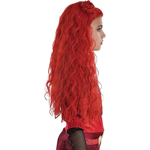 Rød parykk kostymetilbehør for jenter, Descendants 4 The Rise of Red Costume 100cm