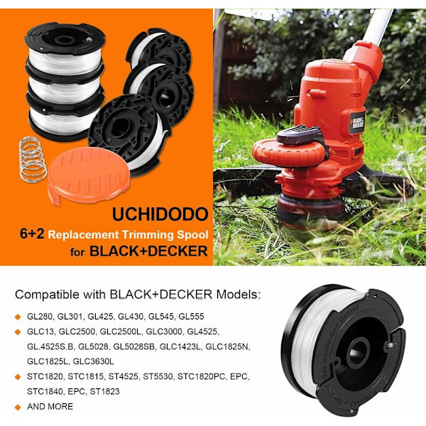 Trimmerlinjespole för Black and Decker Trimmer, 6 spolar Bru