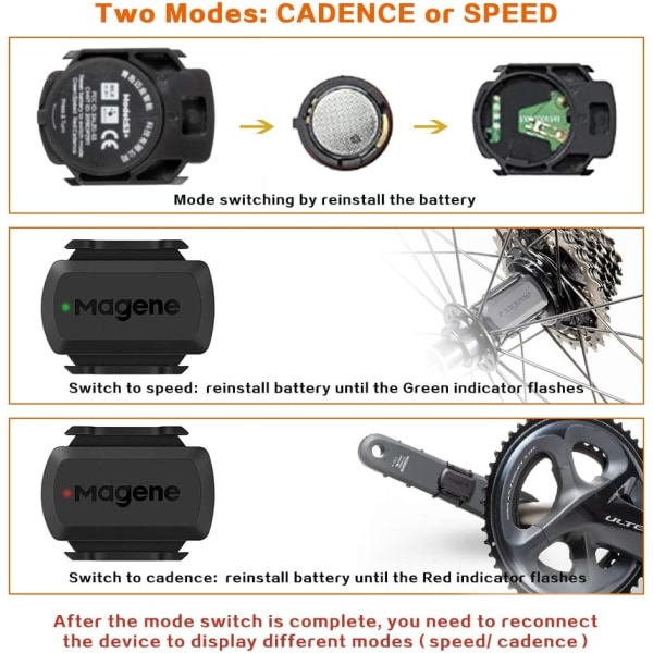 S3+ Cykelhastigheds- og kadencesensor, Ant+ og Buletooth 4.0 Wir