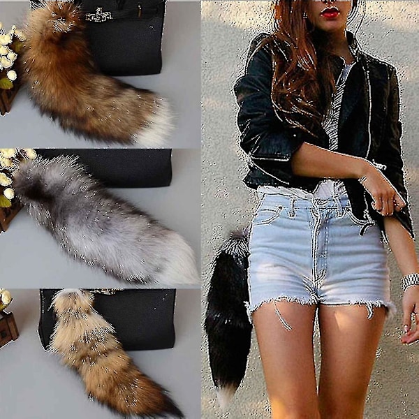 Plys rævehale nøglering Furry Animal Tail Keychain Nøglering 40cm Animal Tail