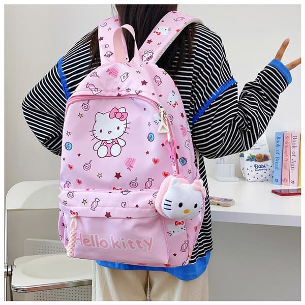 New Trendy Student Backpack 2026, Large Capacity, Printed Design, Casual and Simple Design for Middle School, High School, and University Students.-FA- Hello Kitty