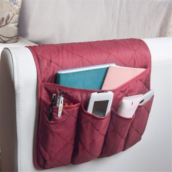 TSV Anti-Skli Sofa Armlenestol Organizer Vanntett 5 Lommer wine red