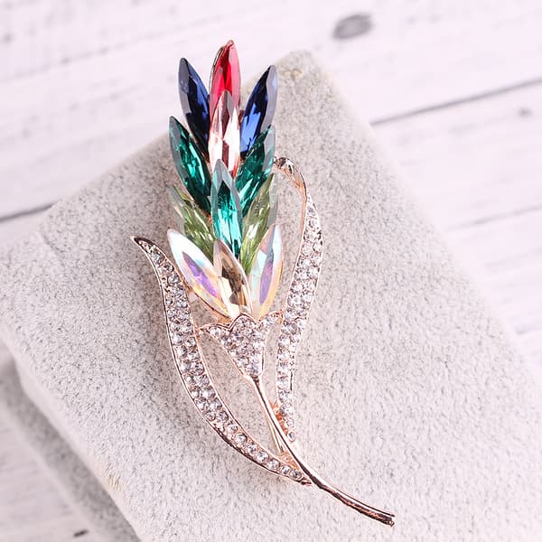 Flerfarget Krystall Rhinestone Hjerte Brosje Dame Smykker Kappe-FA-