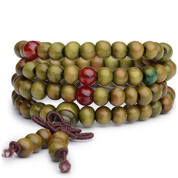 Naturlig sandeltre buddhistisk Buddha treperle armbånd / armbånd C