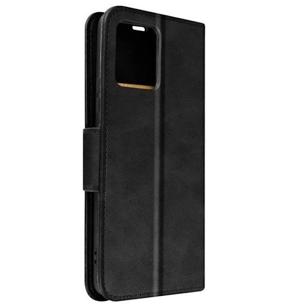 Etui til Motorola Moto G72 med pung og videostativ Håndledsrem Sort Svart