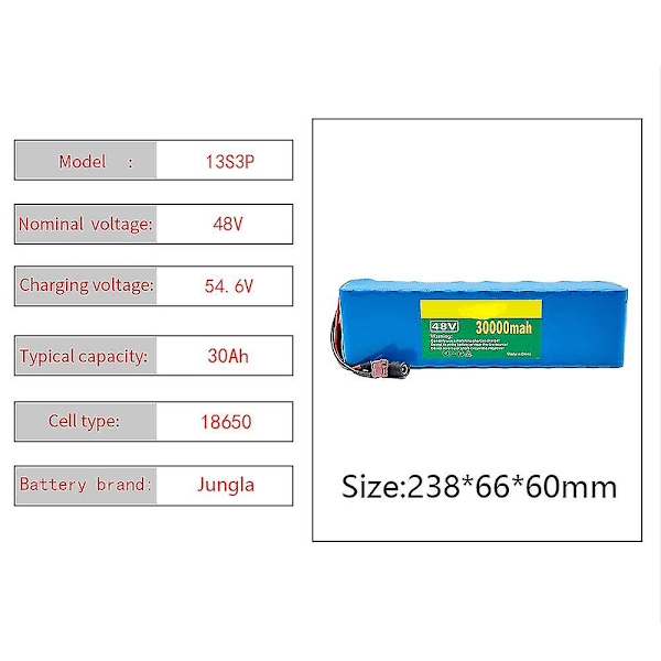 13s3p 48v 30ah 1000w 30000mah Litiumjonbatteri, E-cykel Elcykel Scooter med BMS Gult Yellow