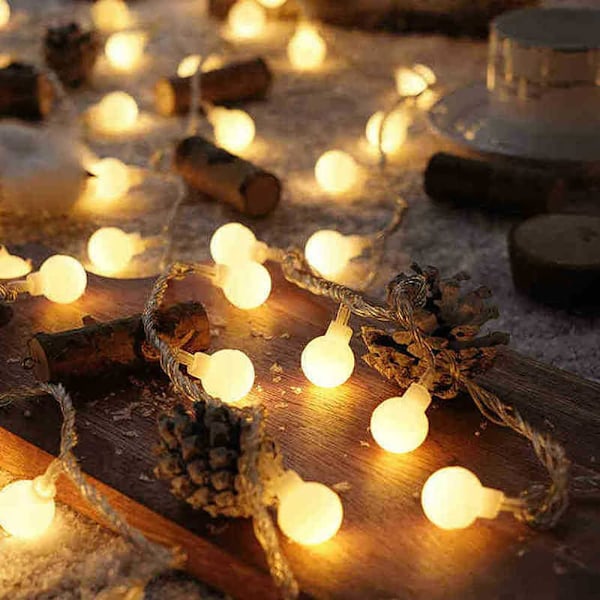 10m 80 LED Pallo Valosarja Lämmin Valkoinen LED Paristokäyttöinen Ulko- ja Sisäkoristelu, Häät, Koti, Puutarha, Festivaali, Joulukuusi