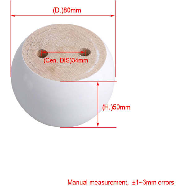 4 kpl pyöreät huonekalujalat valkoisesta eukalyptuspuusta 8 x 8 x 5 cm, kantaa noin 100 kg