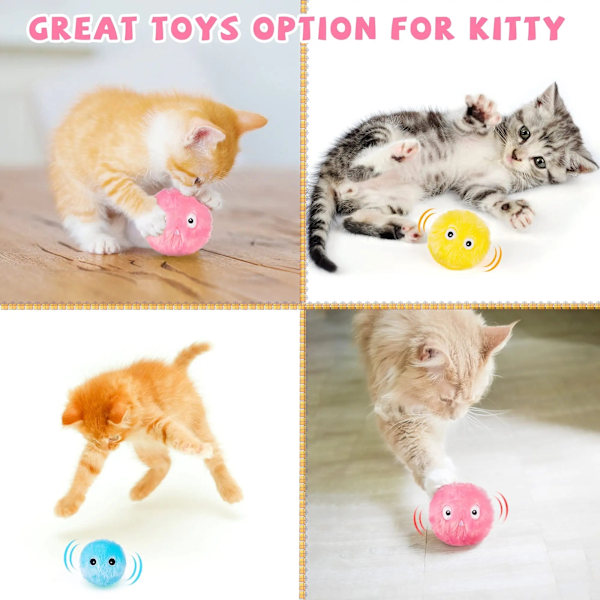 Smart Interaktiv Boll Kattmynta Kattleksaker Husdjursleksak Katt Kvittrande Rörlig Plyschleksak 3PCS