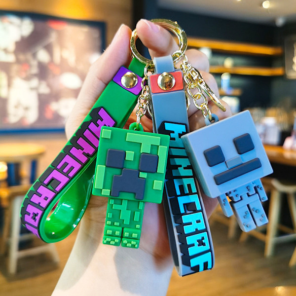 Klassisk Minecraft Figurmodel Legetøjs Nøglering My World Steve A
