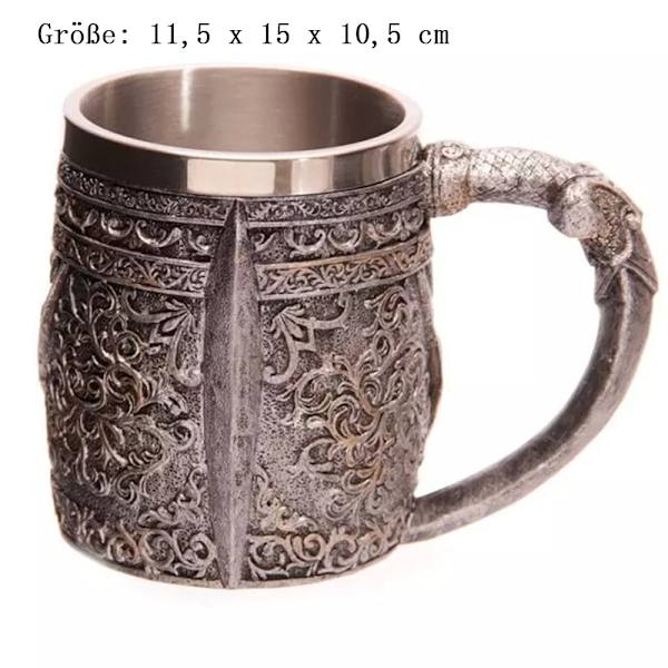 3D Dödskalle Kaffe Mugg, Dödskalle Ölmuggar, Rostfritt Stål Skelett Drickmugg Mugg, Medeltida Dödskalle Dryckesmugg Mugg för Kaffe/Drycker/Juice