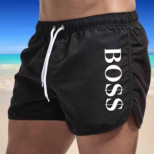 Boss Casual Fashion Strandshorts för män Badshorts Gula M Yellow