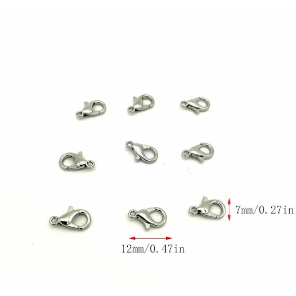 100 st Silver Hummerlås/Smyckeslås för Smyckestillverkning, Hänge och Armband