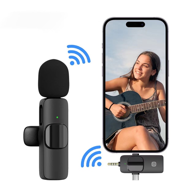 Professionell 3-i-1 Trådlös Lavalier-mikrofon 2 microphone