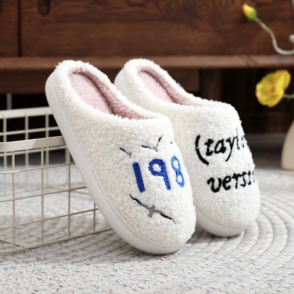 1989 Taylor's Style Hemma Tofflor för Kvinnor Fuzzy Bekväma Platta Taylor Swift Version Swifties Mås Roliga Skor Present till Henne-FA3- 38-39