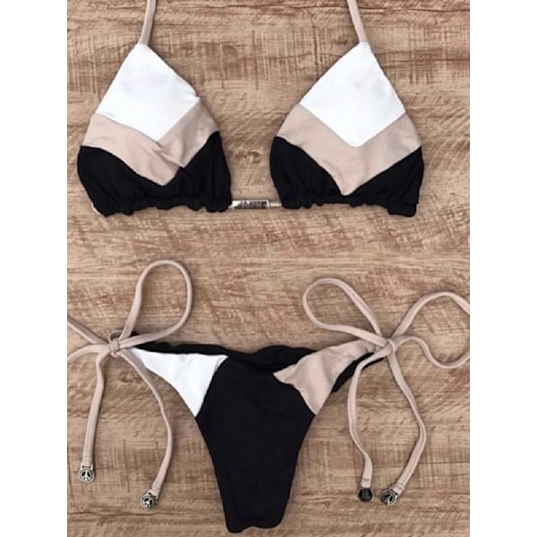 2023 Sexig Bikini Flerfärgad Baddräkt Dam Badkläder Push Up Ribbad Bikini Set Brasiliansk Baddräkt Beach Wear Badar Biquini hei jiuhon bai hei jiuhon bai L