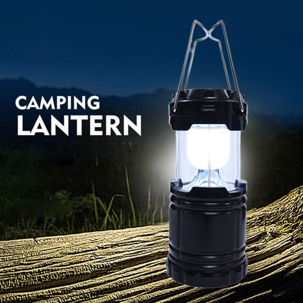 Solcelledrevet LED Camping Lanterne, USB Genopladelig LED Udendørs