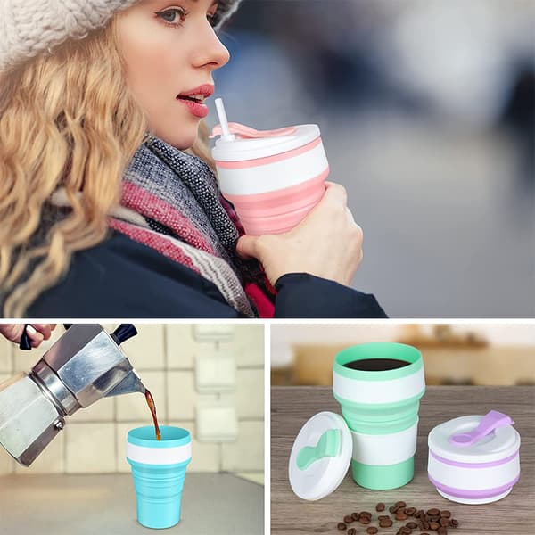 Sammenleggbar kaffekopp for reise Silikon sammenleggbart krus med-FA-