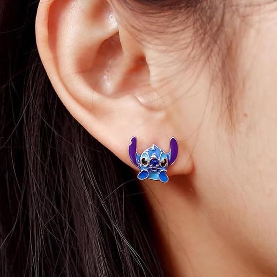 Stitch øreringe til piger, anime øreringe stud blå søde rustfri stål øreringe til kvinder øreringe til øreringe teenagepiger gaver-FA-