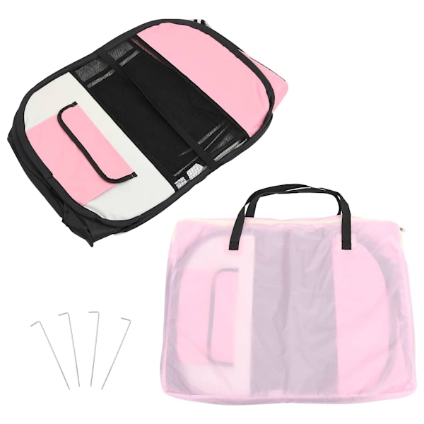 Hopfällbar hundhage med väska rosa 145x145x61 cm pink 2550