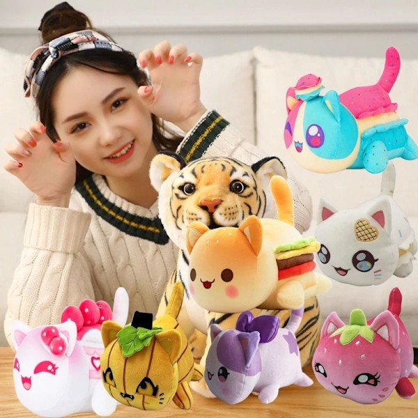 25cm Meemeow Aphmau plyschleksak pommes frites Burger Cats Doll 5