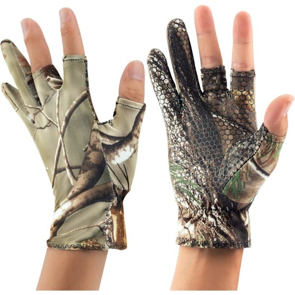 1 Par Fiskehandsker (Tilfældigt Mønster Camouflage), Skridsikker Camouflage Jagthandsker, Handsker til Fiske, Jagt, Camping U