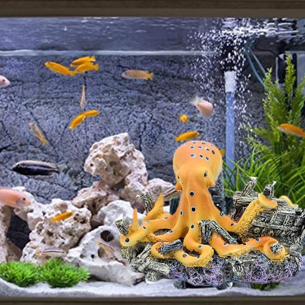 Akvarie dekoration blæksprutte harpiks dekoration landskab harpiks