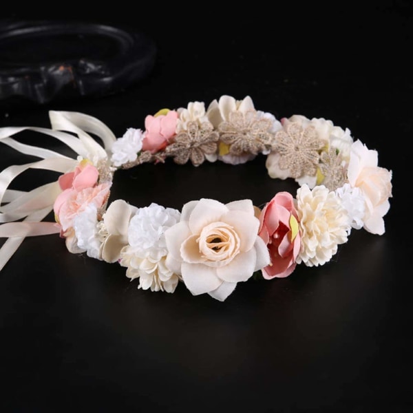 Kvinna Flicka Blomma Bröllop Boho Krans Krona Blomster Girlang Fest