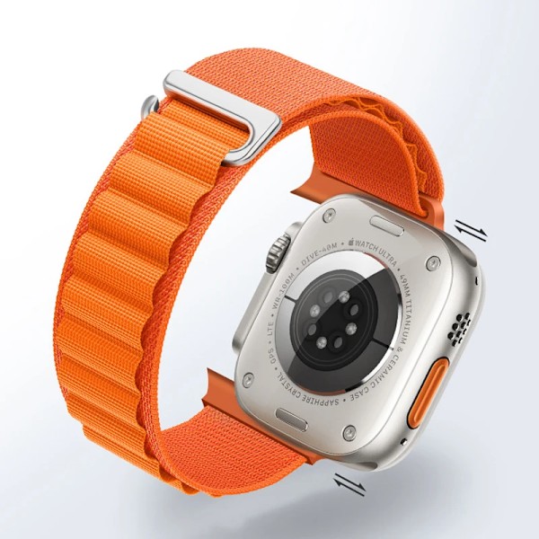 Alpine Loop Nylon Armband för Apple Watch 49mm 42mm 44mm 45mm 41mm 40mm 38mm Rem för iWatch Series Ultra 2/SE/9/8/7/6/5/4/3 Orange 42mm 44mm 45mm Orange