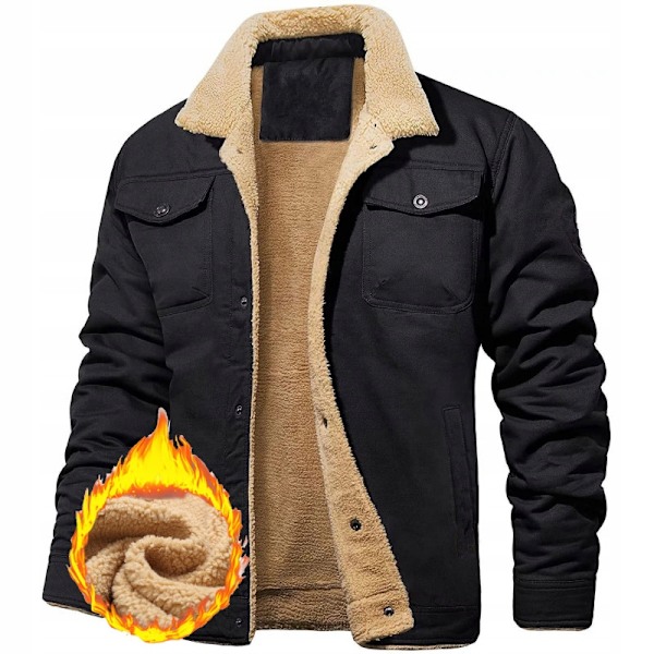 Trendig vinterjacka för män, casual, isolerad, storlekar R-4XL svart black XXL