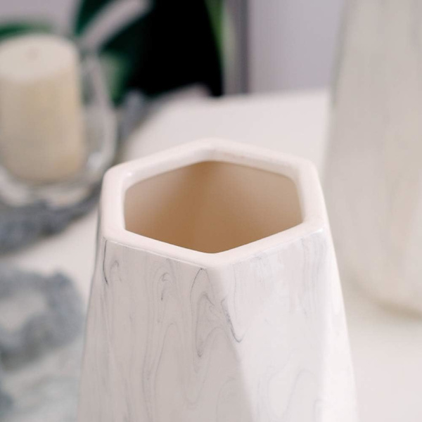 20cm Vit Marmor Vas Keramik Dekorativa Vas Hög Design för
