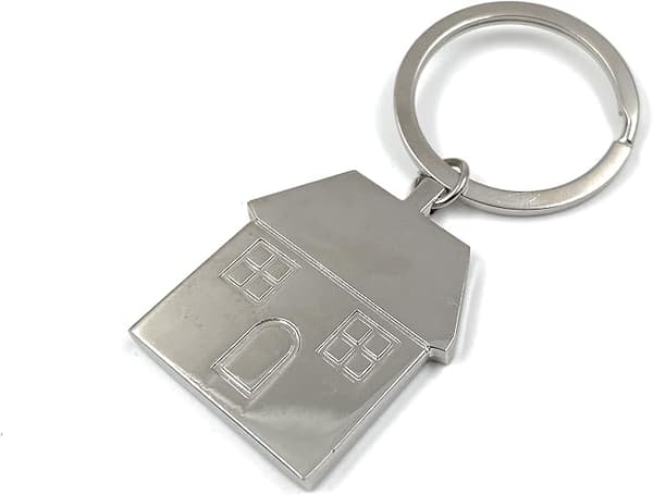 1 st Hus med fönster nyckelring Silver metall nyckelring - lager-FA-