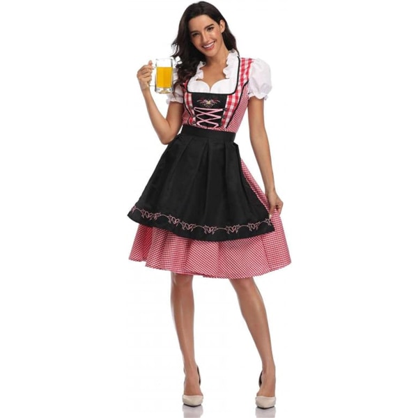 Oktoberfest Beer Maid Bavarian Traditional Dirndl Dress Black S