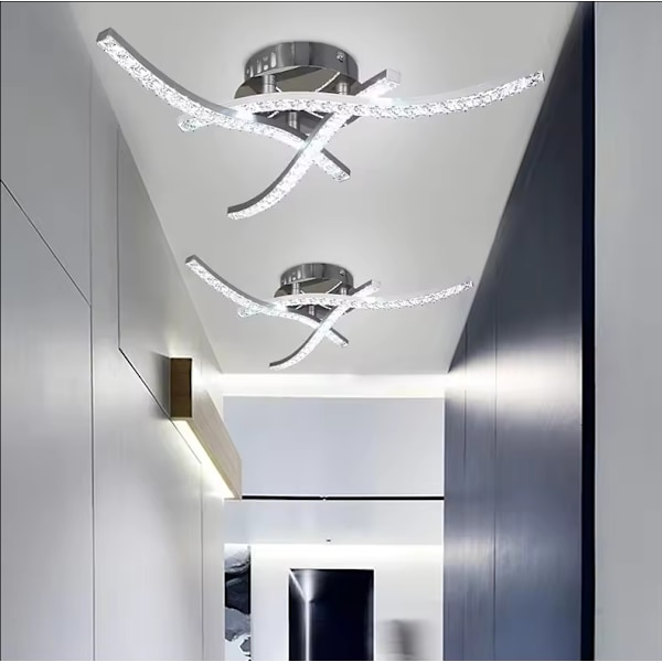Modern 18W Kristall LED Taklampa för Vardagsrum och Sovrum white