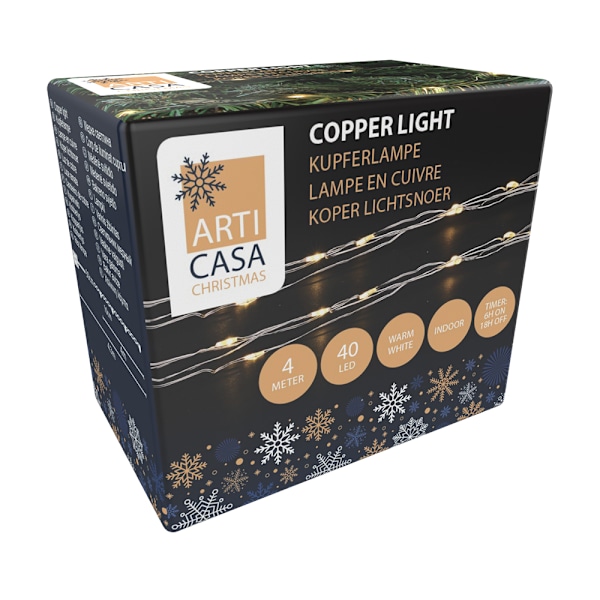 Julebelysning lyslenke med 40 LED-lamper og timerfunksjon, va