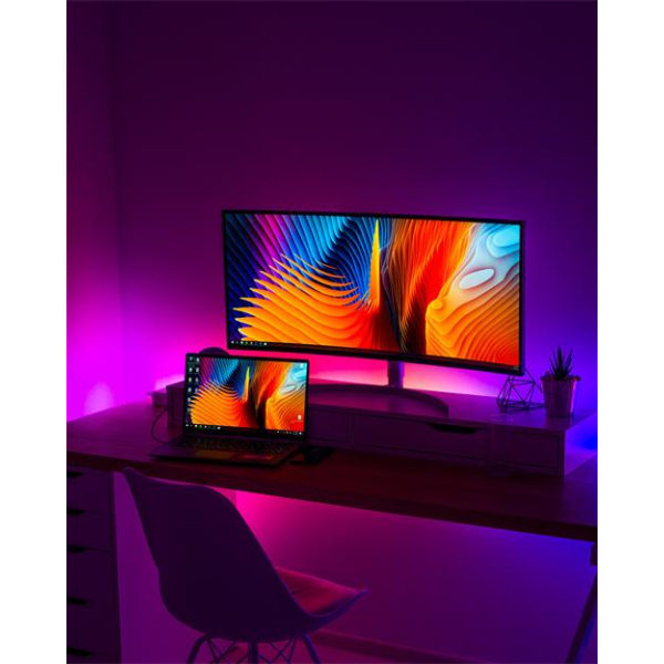 DELTACO GAMING LED-remsa, 2x50cm, 4 olika lägen, 12 olika färger, 16x RGB LED, fjärrkontroll, USB 5V DC, 30 000h