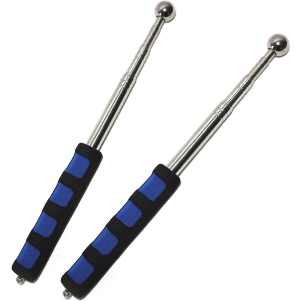 2 st 140 cm Rostfritt Stål Bärbar Teleskopisk Social Distans Sticka, Utbyggbar Handhållen Social Pointer Stick Mät Social Distans (Blå)